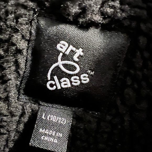 Art Class Girl's Black Faux Suede Shearling Trim Coat - Picture 8 of 8